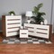 Baxton Studio Calypso MidCentury Modern TwoTone White and Walnut Brown Finished Wood 3Piece Storage Set 221-7504-7501-7502-ZORO - alternate 1